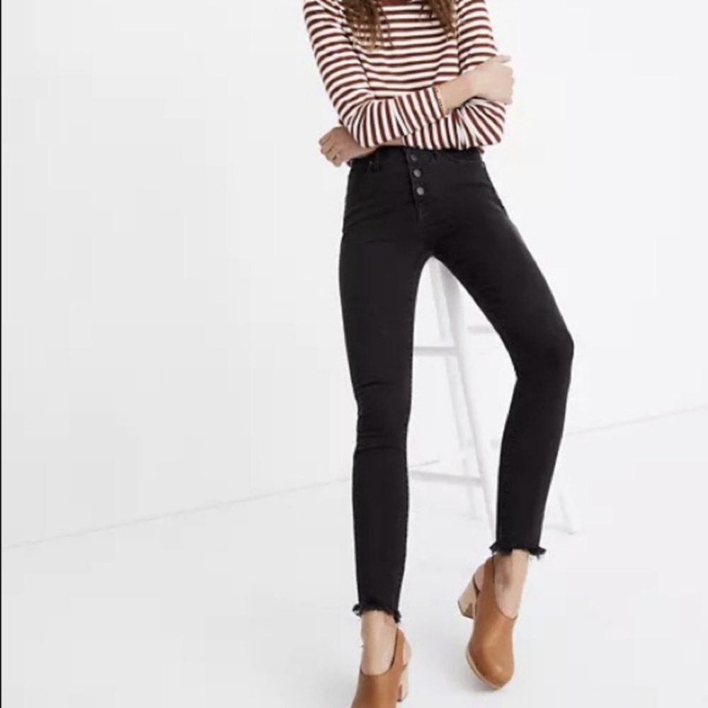 Madewell Berkeley 9" High-rise Raw Hem Skinny Jean Black Size 25